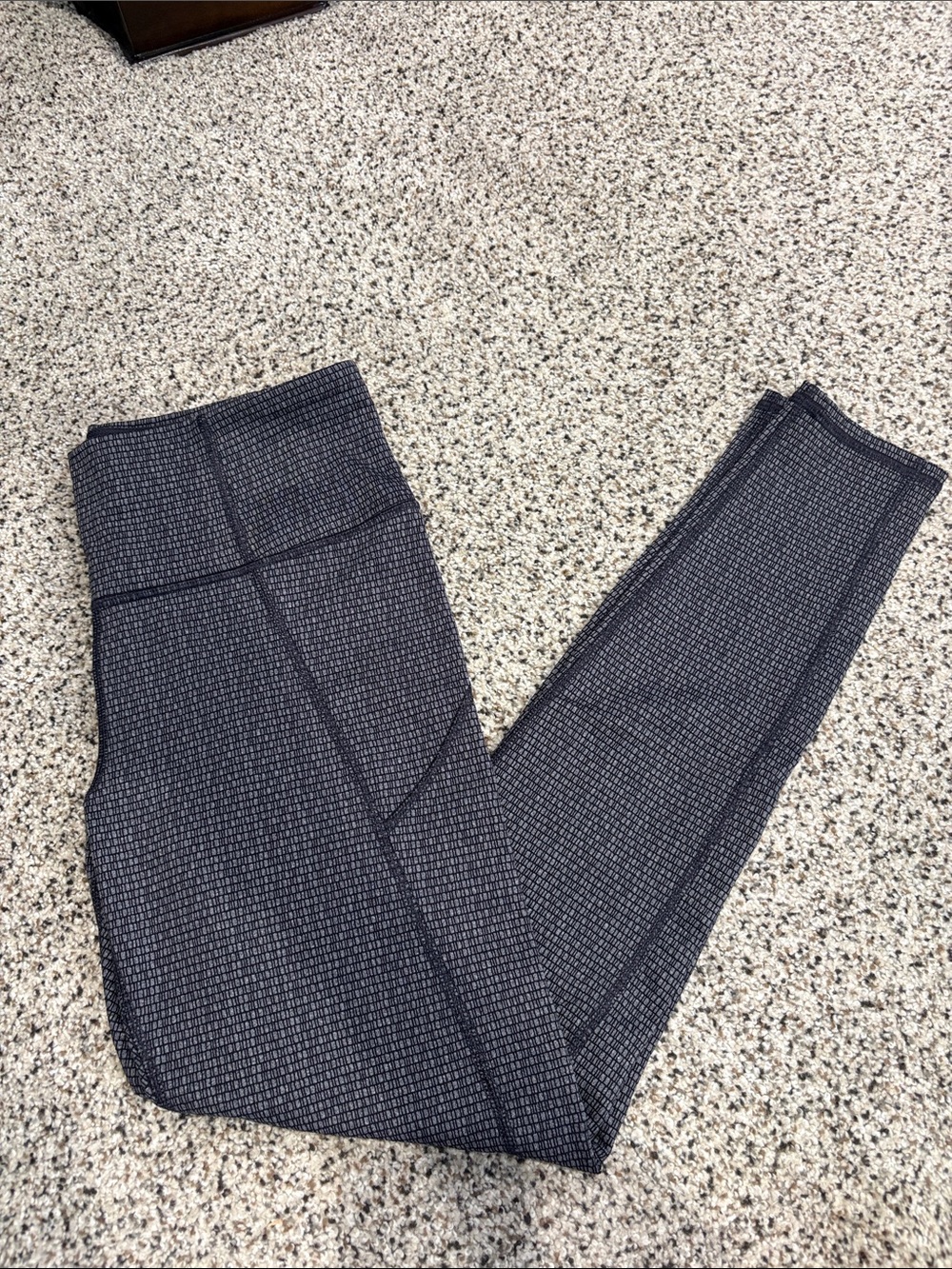 Under Armour Girls High-Waist Textured Leggings - Black/Gray Grid